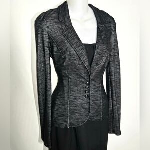 G by Guess Black & Gray Blazer Jacket | Small